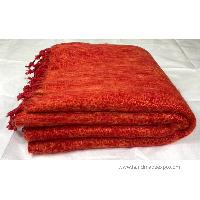 Yak Wool Blanket, Nepali Acrylic Hand Loom Blanket, [orange]