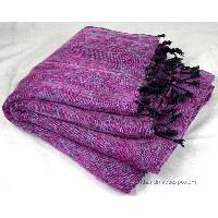 Yak Wool Blanket, Nepali Acrylic Hand Loom Blanket, [purple 3]