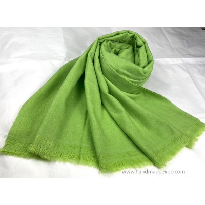 Pashmina Shawl, Nepali Handmade Shawl, In Four Ply Wool, Color Dye [parrot Green Color]