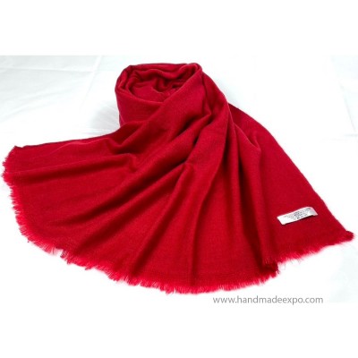 Pashmina Shawl, Nepali Handmade Shawl, In Four Ply Wool, Color Dye dark Red Color