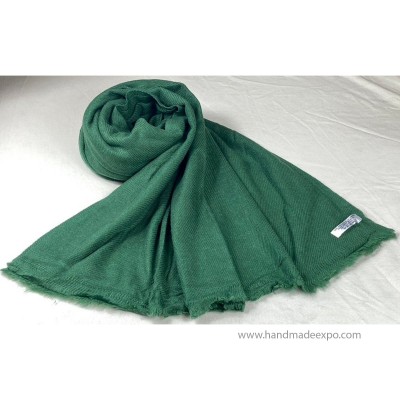 Pashmina Shawl, Nepali Handmade Shawl, In Four Ply Wool, Color Dye green Color