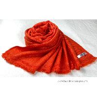 Pashmina Shawl, Nepali Handmade Shawl, In Four Ply Wool, Color Dye [orange Color]