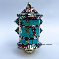 Table Prayer Wheel, With Mantra Inside, [stone Setting], Wall Mountable