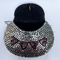 Nepali Handmade Big Ladies Bag With [stone Setting], [metal], [silver And Black Color]