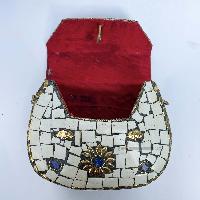 Nepali Handmade Small Ladies Bag With [stone Setting], [metal], [white And Golden Color]