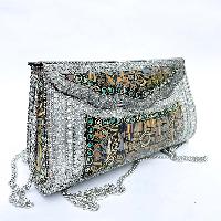 Nepali Handmade Large Size Ladies Bag With [stone Setting], [metal], [silver Color]