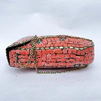 Nepali Handmade Large Size Ladies Bag With [stone Setting], [metal], [red And Green Color]