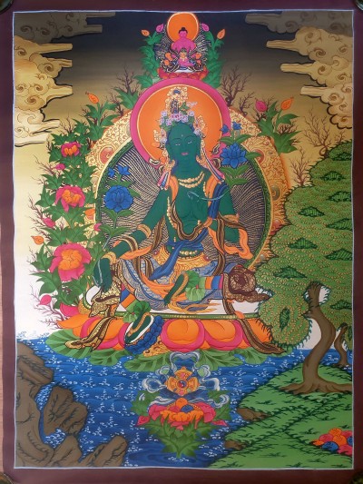 Thangka Painting Of Green Tara