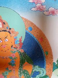 Buddhist Hand Painted Thangka Of Yellow Jambhala [real Gold]