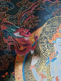 Thangka Painting Of Chenrezig, With Dragon And Peacock