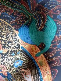 Thangka Painting Of Chenrezig, With Dragon And Peacock