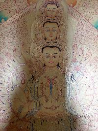 Thangka Painting Of Sahasrabhuja Avalokitesvara [real Gold]