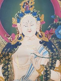 Buddhist Hand Painted Thangka Of White Tara