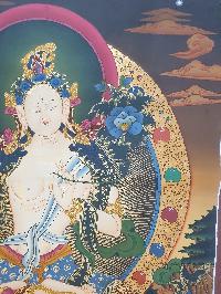 Buddhist Hand Painted Thangka Of White Tara