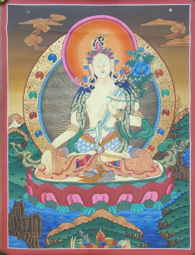 Thangka Painting Of White Tara