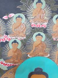 Buddhist Hand Painted Thangka Of 36 Buddhas, With Shakyamuni Buddha At The Center