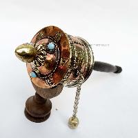 Brass Hand Held With Mantra Prayer Wheel, [stone Setting]