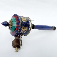 Brass Hand Held With Mantra Prayer Wheel, [blue Color]