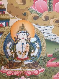 Thangka Painting Of Manjushri, [real Gold]