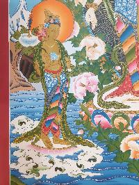 Thangka Painting Of Standing White Tara, [real Gold]