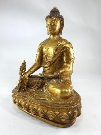 [old Stock] Buddhist Statue Of Medicine Buddha, [full Gold Plated], Without Offering Bowl