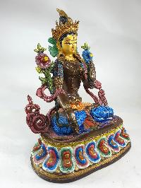 Buddhist Statue Of White Tara, [traditional Color Finishing] With [painted Face]