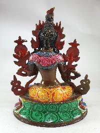 Buddhist Statue Of White Tara, [traditional Color Finishing] With [painted Face]