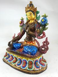 Buddhist Statue Of White Tara, [traditional Color Finishing] With [painted Face]