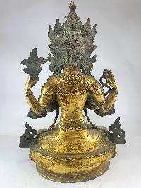 [old Stock] Statue Of Chenrezig, [full Fire Gold Plated]