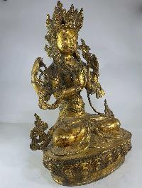 [old Stock] Statue Of Chenrezig, [full Fire Gold Plated]