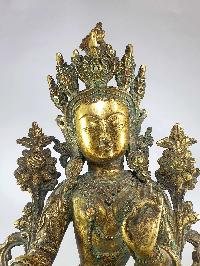 [old Stock] Statue Of Green Tara, [full Fire Gold Plated]