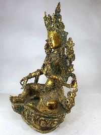 [old Stock] Statue Of Green Tara, [full Fire Gold Plated]