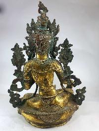 [old Stock] Statue Of Green Tara, [full Fire Gold Plated]