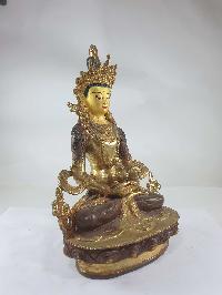 Buddhist Statue Of Aparimita, [partly Gold Plated], Extra Gold On Base [painted Face], Chepame, Amitayus