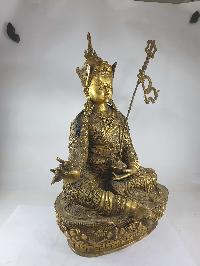 [old Stock], Buddhist Statue Of Padmasambhava, [full Gold Plated], [antique Finishing]