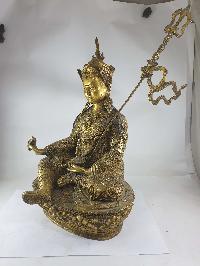 [old Stock], Buddhist Statue Of Padmasambhava, [full Gold Plated], [antique Finishing]