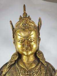 [old Stock], Buddhist Statue Of Padmasambhava, [full Gold Plated], [antique Finishing]