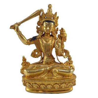 Buddhist Statue Of Manjushri [full Gold Plated]