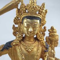 Buddhist Statue Of Manjushri [full Gold Plated]