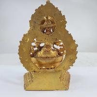 Miniature Statue Of Vajrasattva On A Thrown With Flower Background [full Gold Plated]