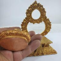 Miniature Statue Of Vajrasattva On A Thrown With Flower Background [full Gold Plated]