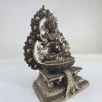 Buddhist Miniature Statue Of Vajrasattva On A Thrown With Flower Background [full Gold Plated]