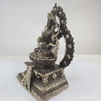 Buddhist Miniature Statue Of Vajrasattva On A Thrown With Flower Background [full Gold Plated]