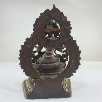 Buddhist Miniature Statue Of Vajrasattva On A Thrown With Flower Background [full Gold Plated]