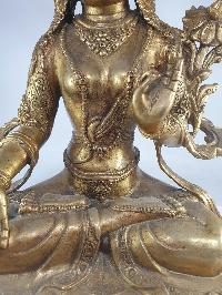 Buddhist Statue Of White Tara, [full Gold Plated], [antique Finishing]