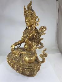 Buddhist Statue Of White Tara, [full Gold Plated], [antique Finishing]