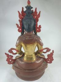 Buddhist Statue Of Aparimita [partly Gold Plated], [painted Face], Chepame, Amitayus