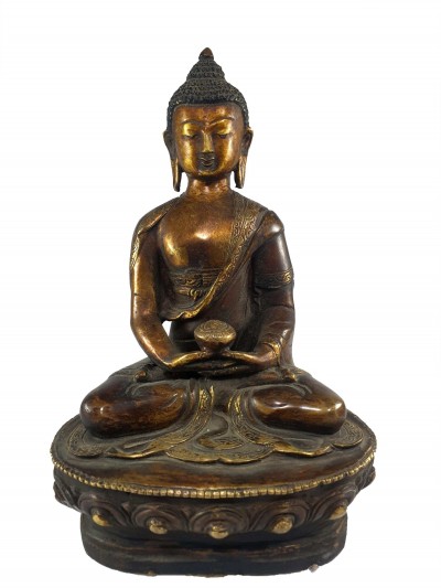 Buddhist Statue Of Amitabha Buddha [partly Gold Plated], [antique]