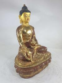 Buddhist Statue Of Medicine Buddha [partly Gold Plated], [painted Face]