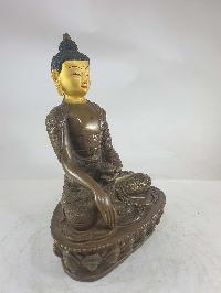 Buddhist Statue Of Shakyamuni Buddha [chocolate Oxidized], [painted Face]